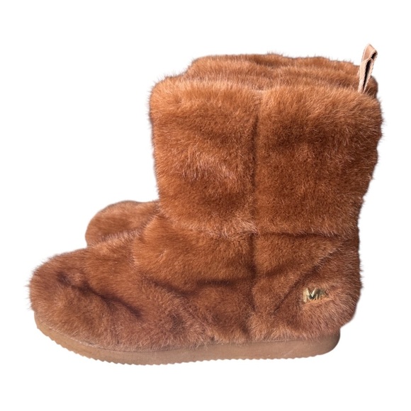 MICHAEL Michael Kors Faux Fur Stark Logo Tab Slipper Booties Brown Womens 9 $135 - Picture 4 of 7